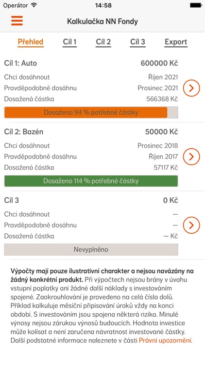 Kalkulačka NN Fondy