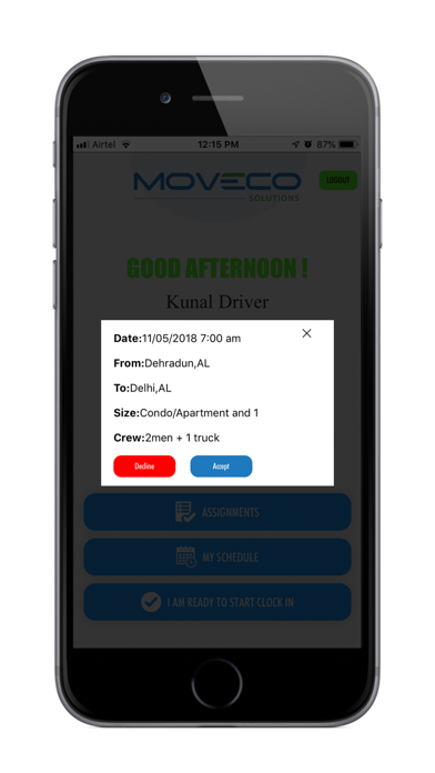 MoveCo Driver screenshot 2