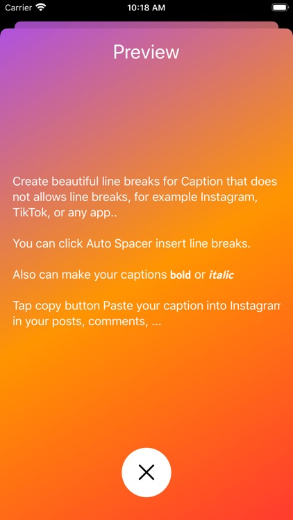 Caption Spacer Add line breaks
