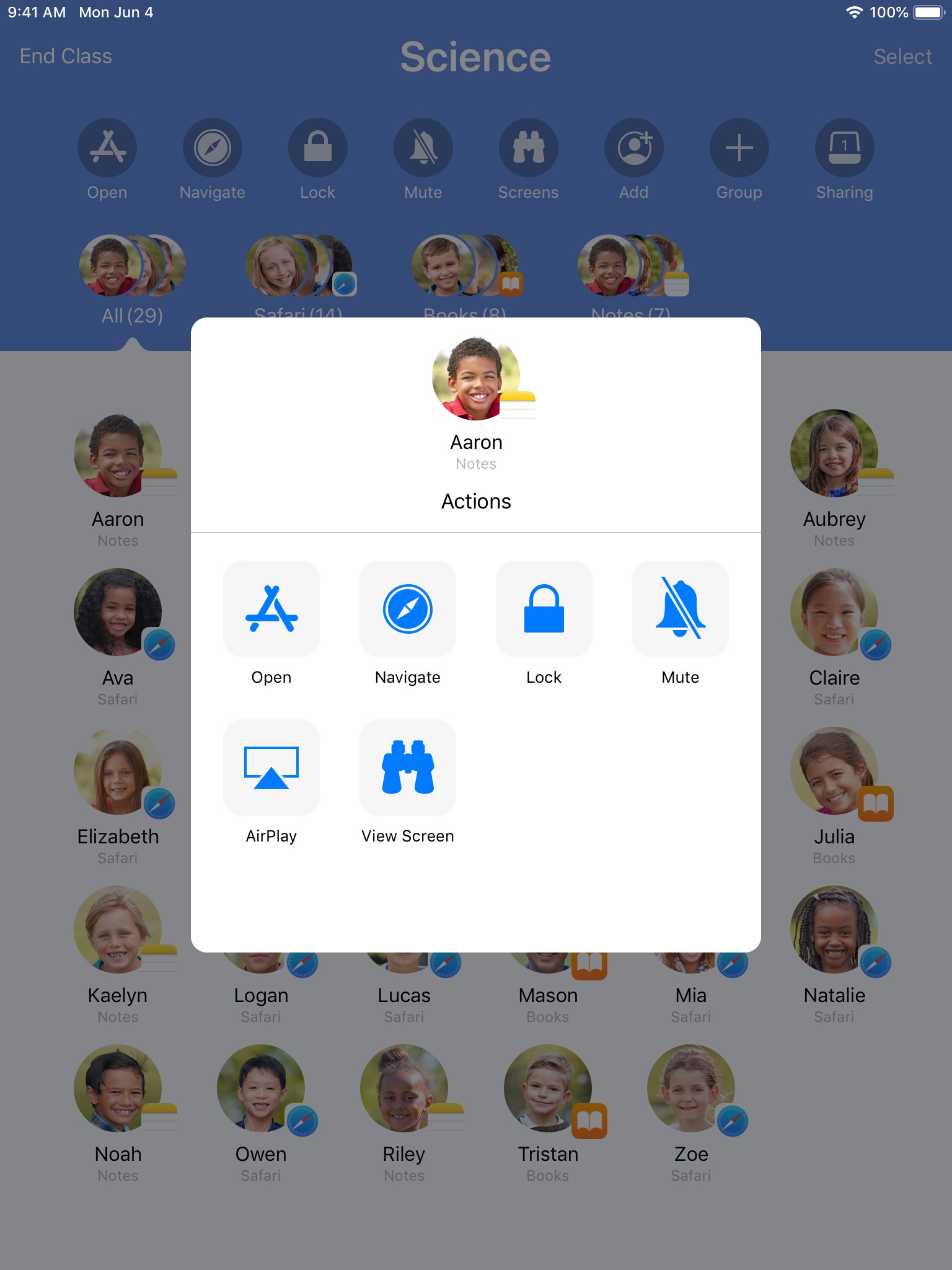 Screenshot do app Sala de Aula