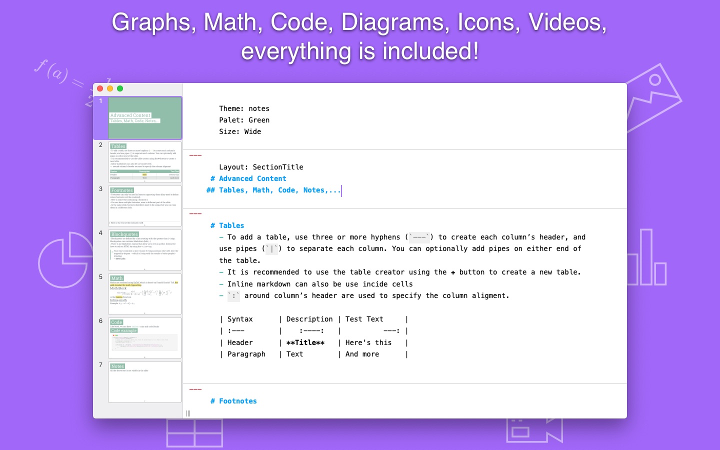 Screenshot do app Slideas- Markdown Presentation