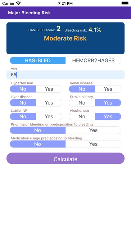 Major Bleeding Risk