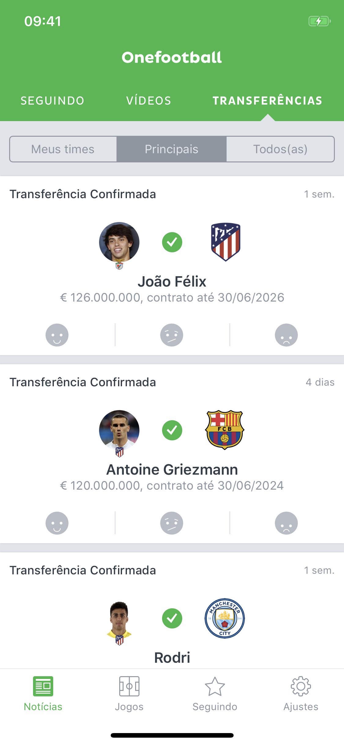 Screenshot do app Onefootball - Notícias Futebol