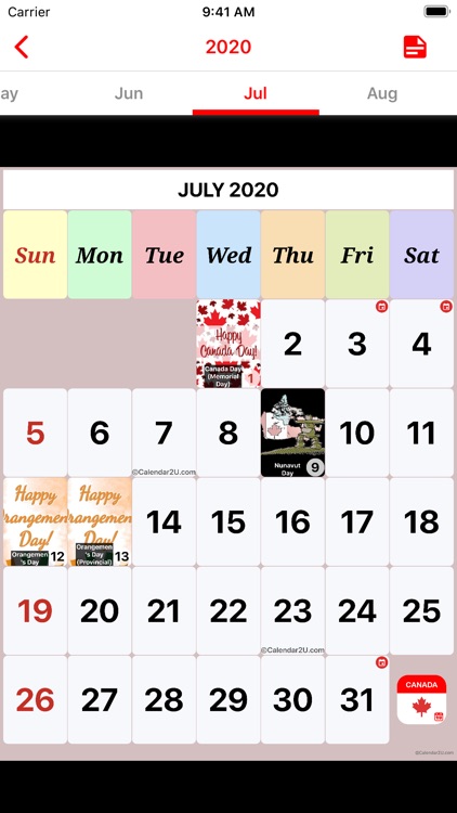 Canada Calendar 2020 screenshot-4