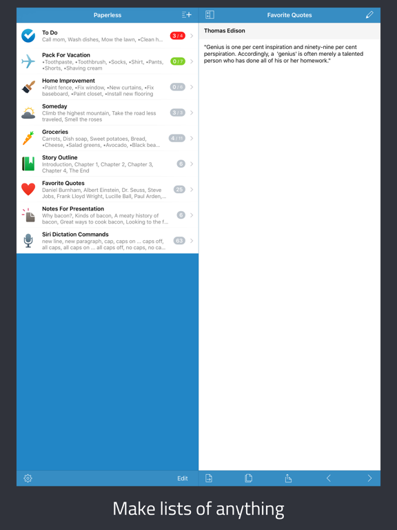 Paperless: Lists + Checklists screenshot