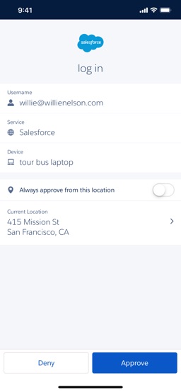 Salesforce Authenticator app screenshot