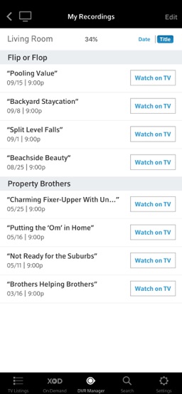 XFINITY TV Remote app screenshot