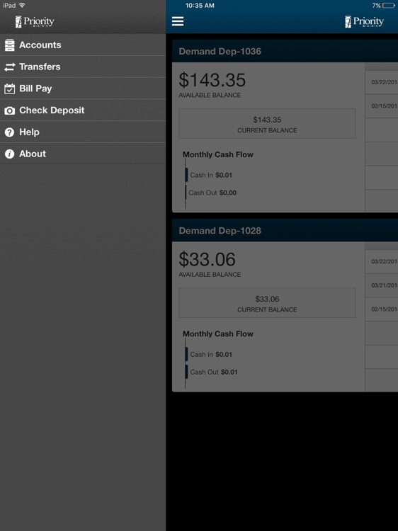 Priority Bank for Tablet