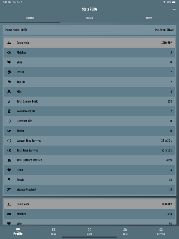 Screenshot #4 pour Stats for PUBG