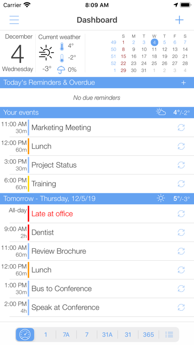 miCal - the missing calendar for your events, reminders and birthdays Screenshot 1