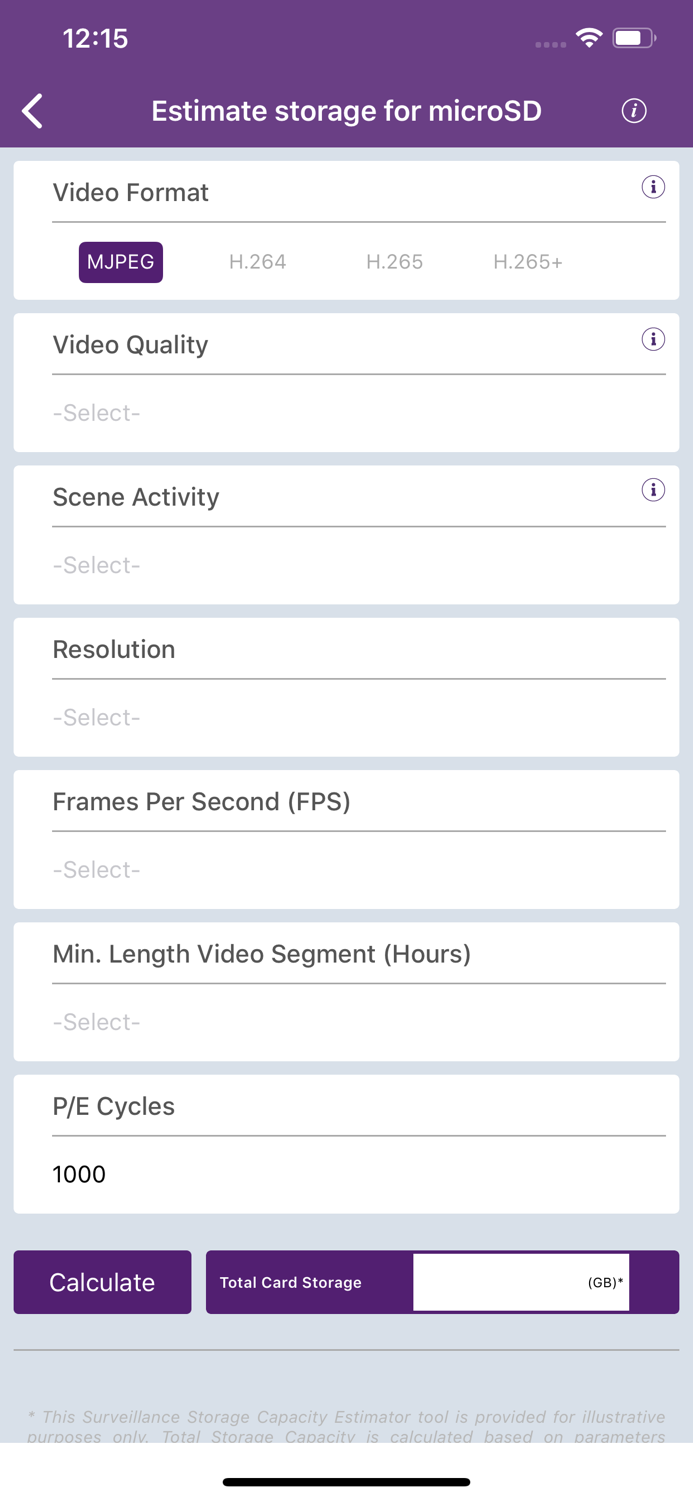 WD Purple Storage Calculator