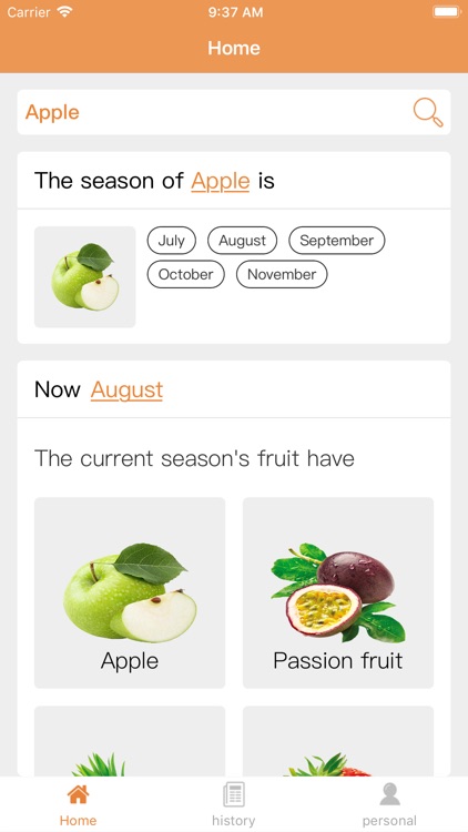 Seasonal fruit