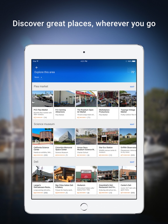 iPad Image of Google Maps - Transit & Food