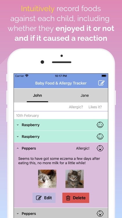 Baby Food & Allergy Tracker