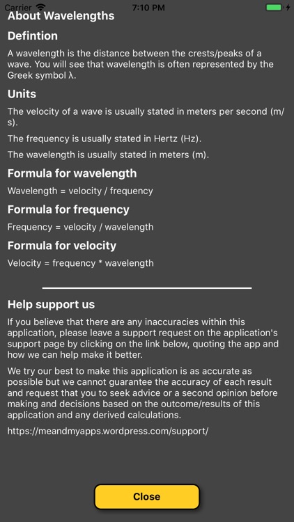 Wavelength calculator / solver