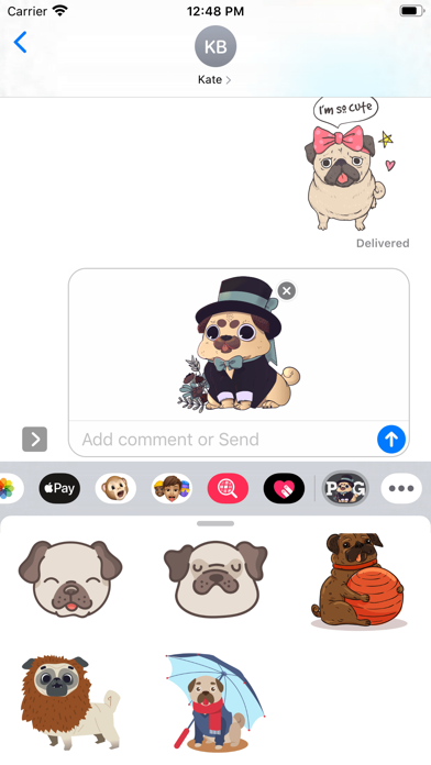 Puppies Cute Pug Stickers screenshot 3