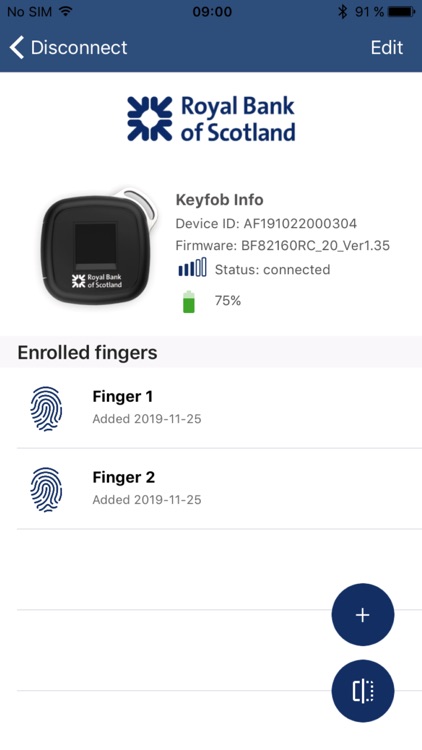 RBS Biometric Payment Fob