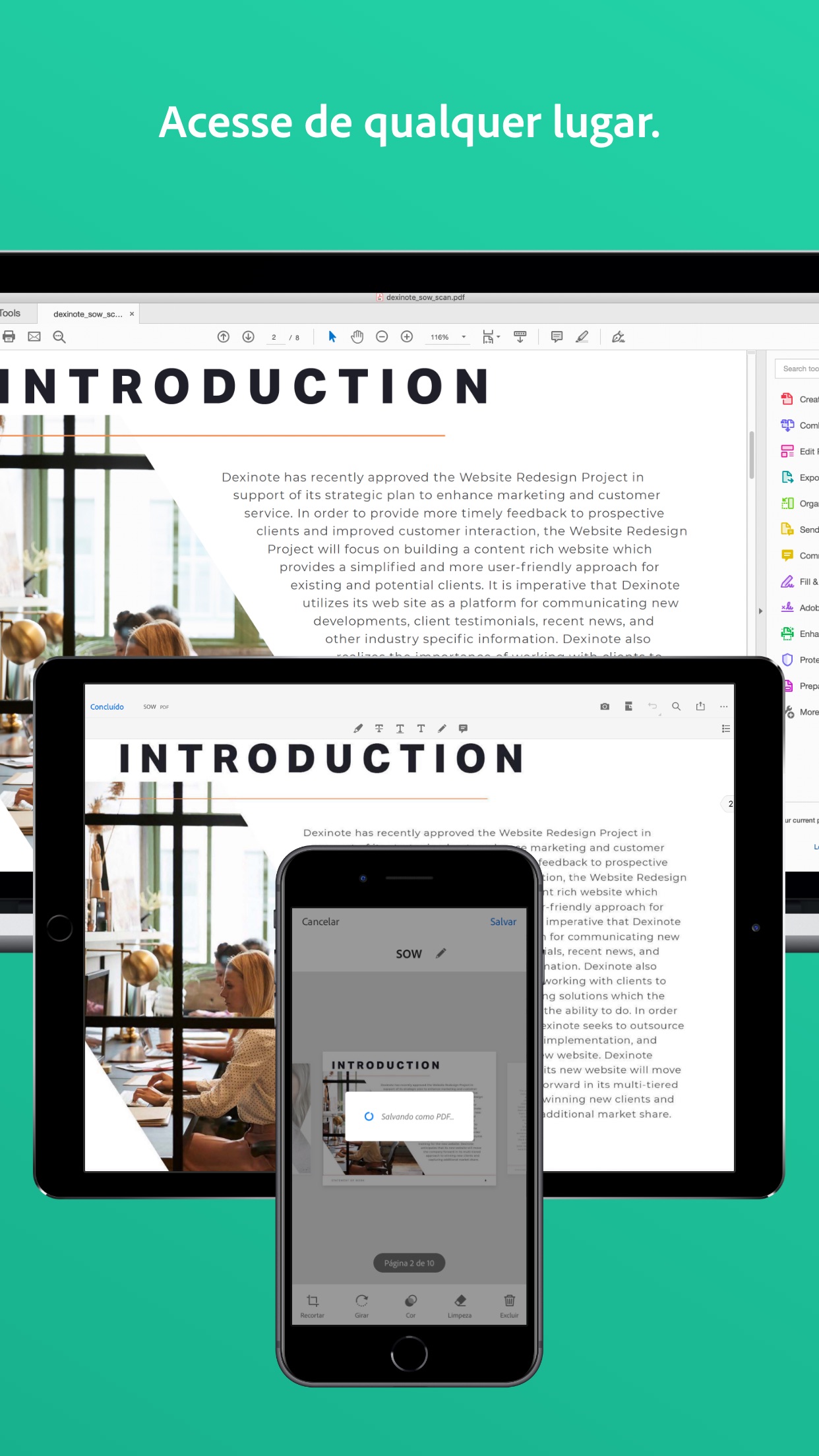 Screenshot do app Adobe Scan: PDF Scanner e OCR
