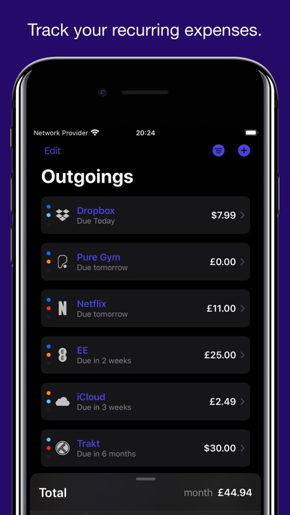 Outgoings - Track Expenses