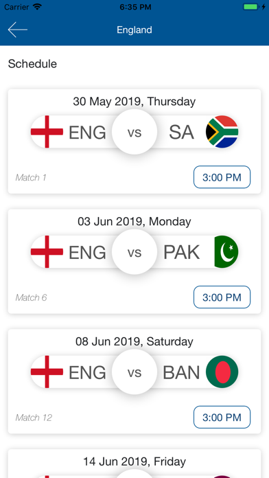 Worldcup Schedule 2019 screenshot 4
