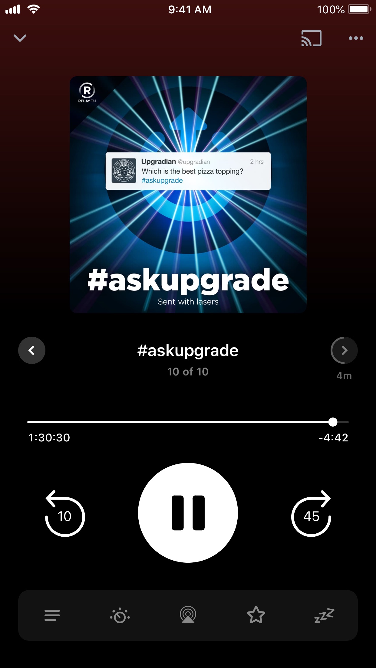Screenshot do app Pocket Casts