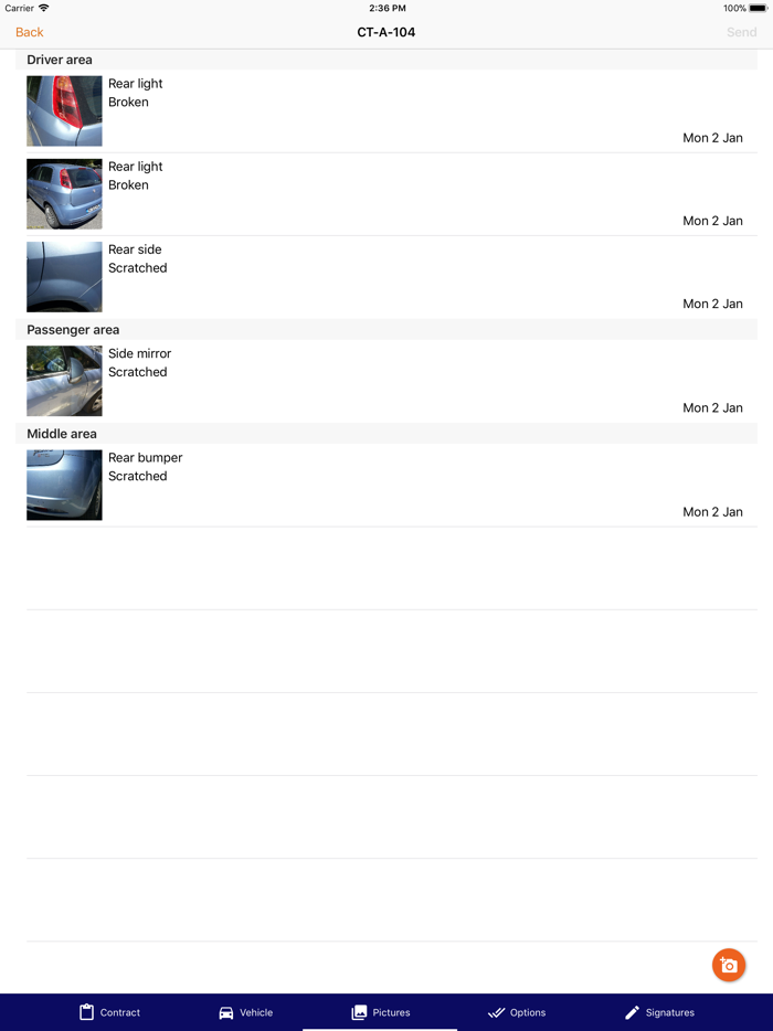 mContracts Car inspection