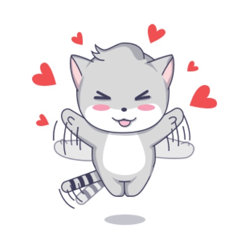 Cute grey cat sticker icon