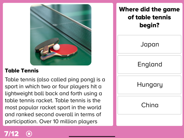 ‎Sports Reading Comprehension Screenshot