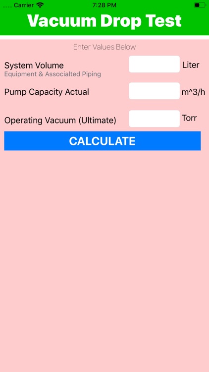 Vacuum Drop Test Calculator