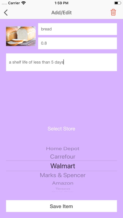 shopping list application