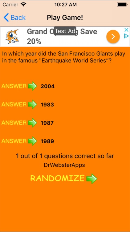 Trivia Game for SF Giants fans screenshot-3