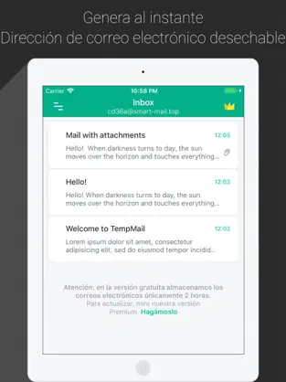 Captura de Pantalla 2 Temp Mail - Email Temporal iphone
