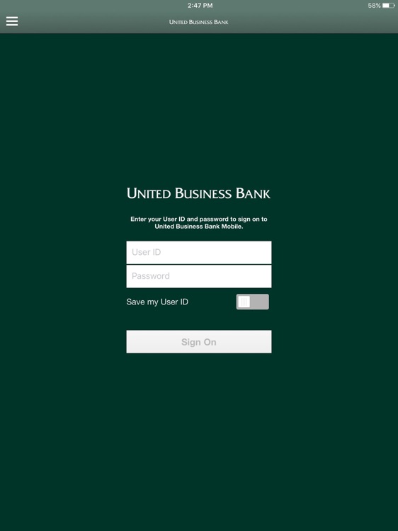 United Business Bank for iPad