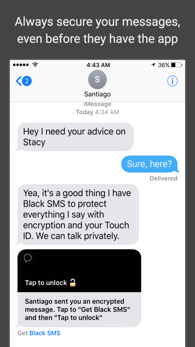 Black SMS - Protected Texts Screenshot 1