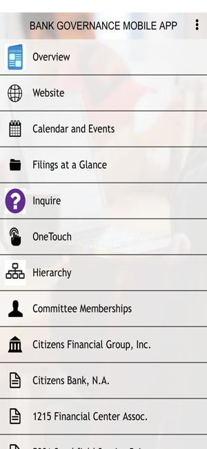 BANK GOVERNANCE MOBILE APP