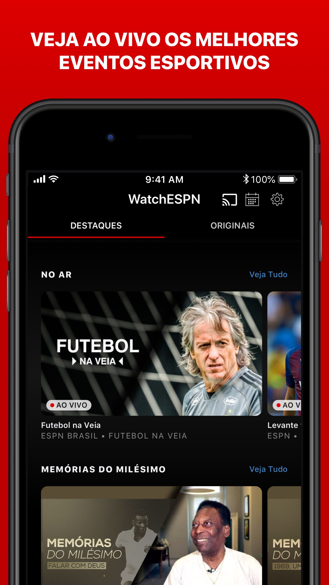 Screenshot do app ESPN: Vídeos e jogos ao vivo