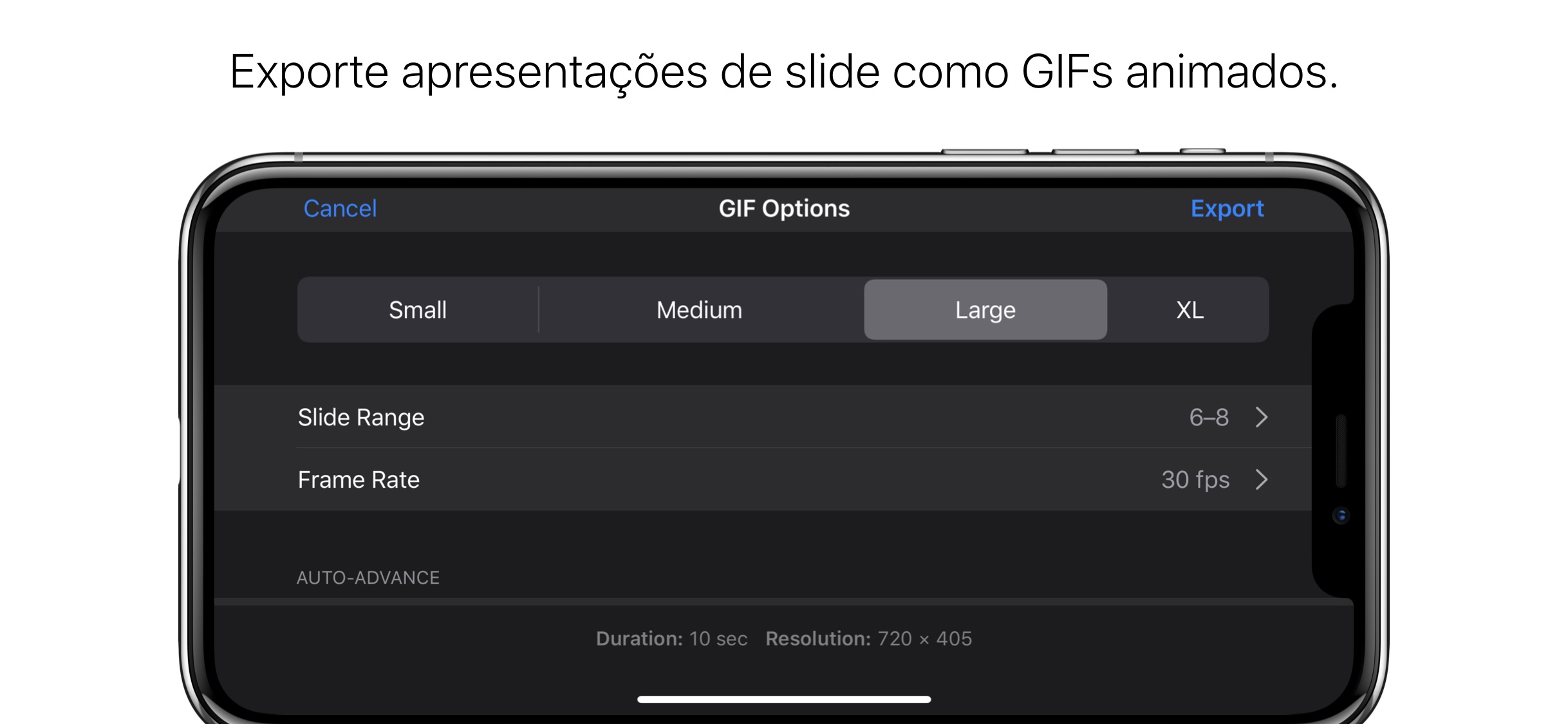 Screenshot do app Keynote