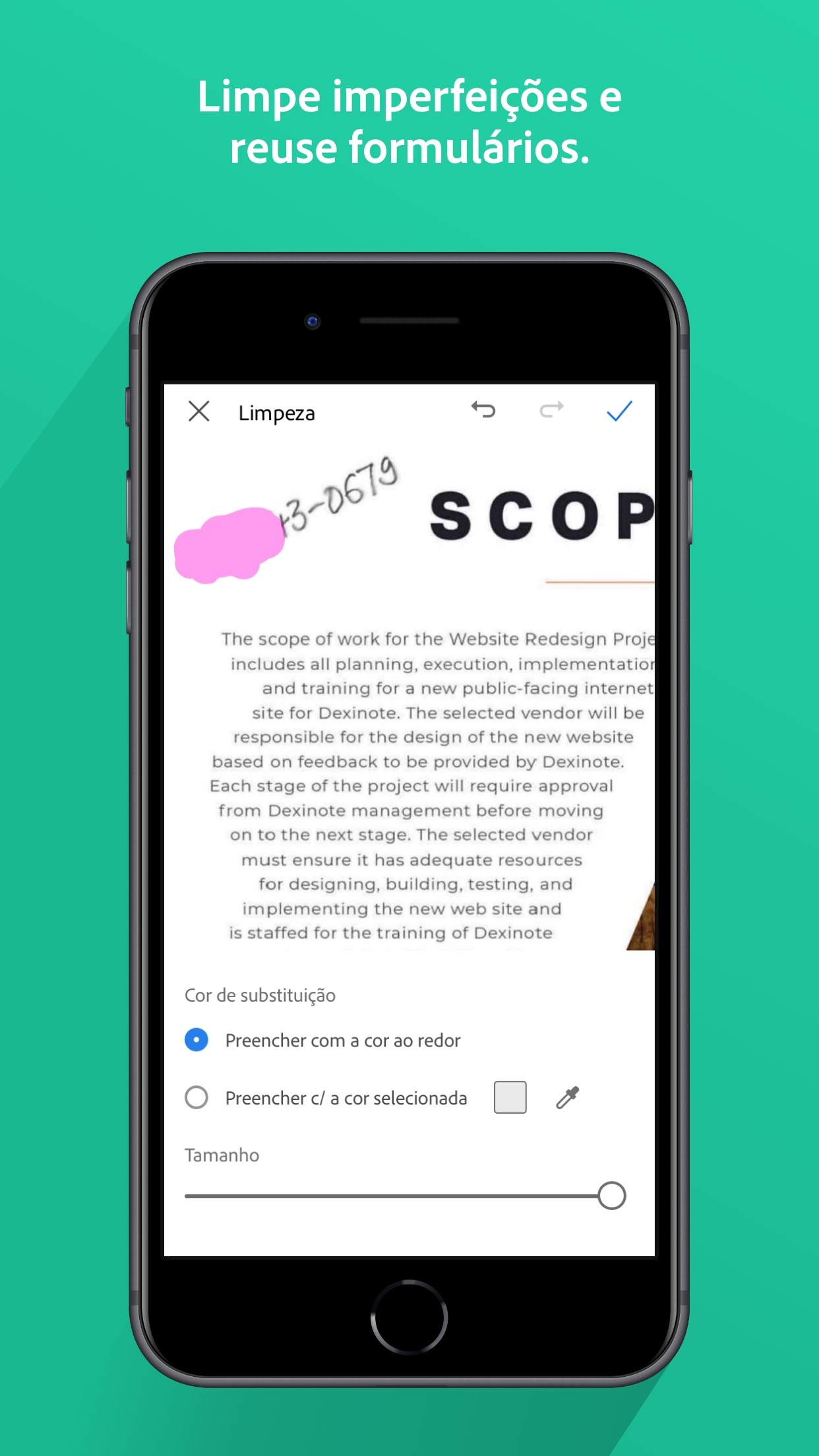 Screenshot do app Adobe Scan: PDF Scanner e OCR
