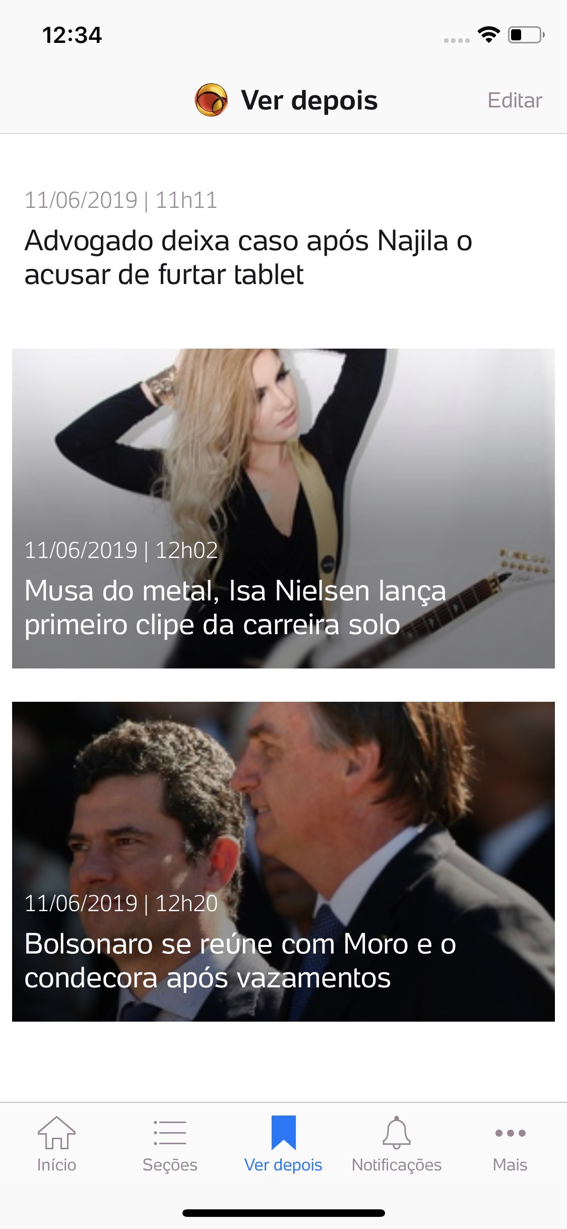 Screenshot do app UOL - Notícias em Tempo Real