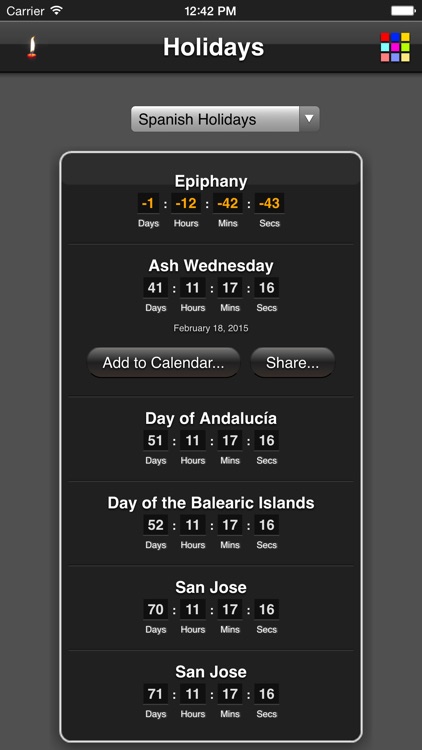 Holidays Countdown