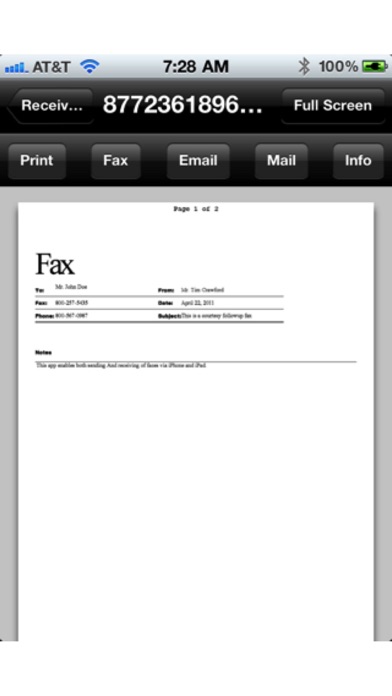 Faxing for iPhone Screenshot 2