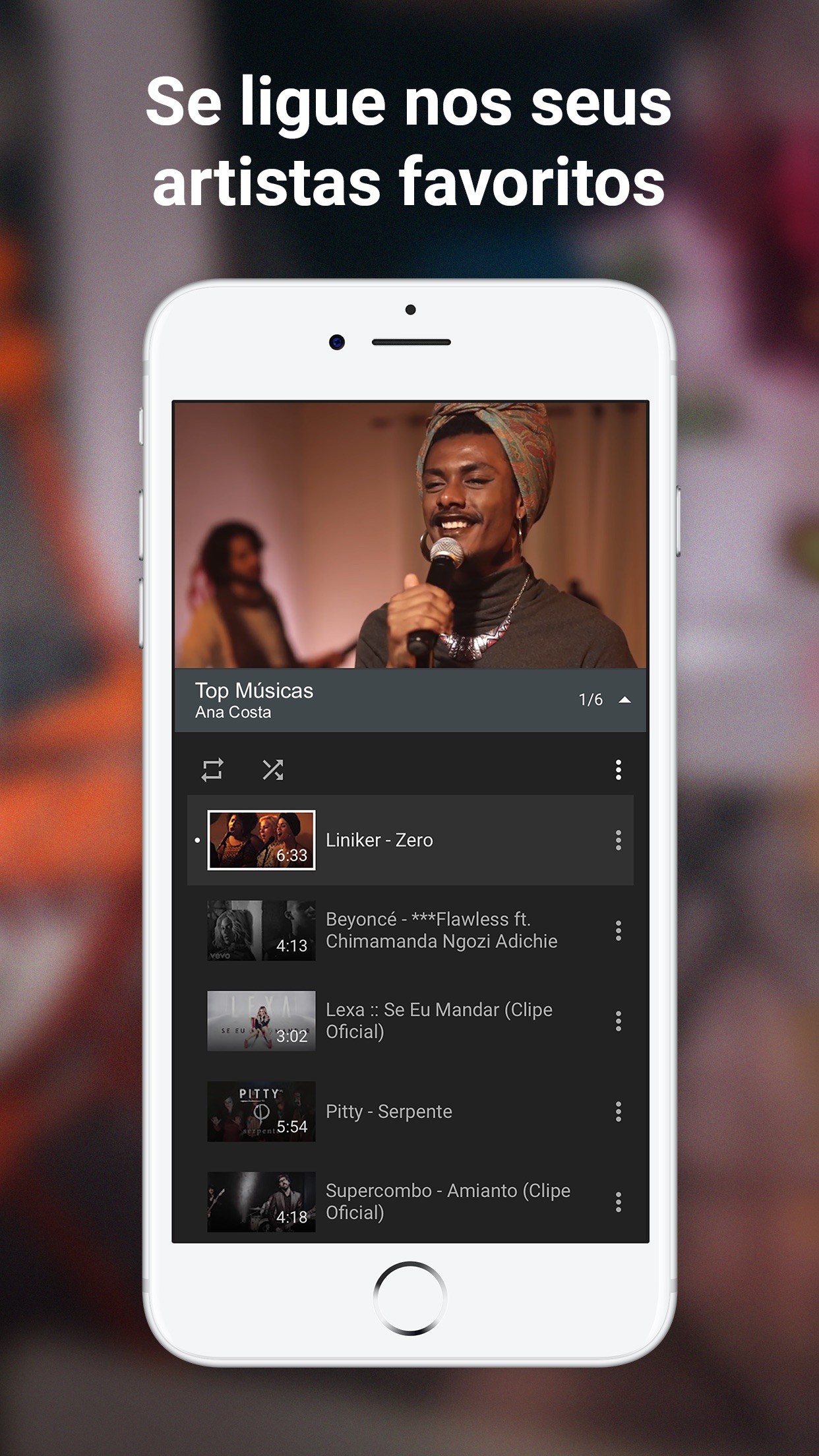 Screenshot do app YouTube