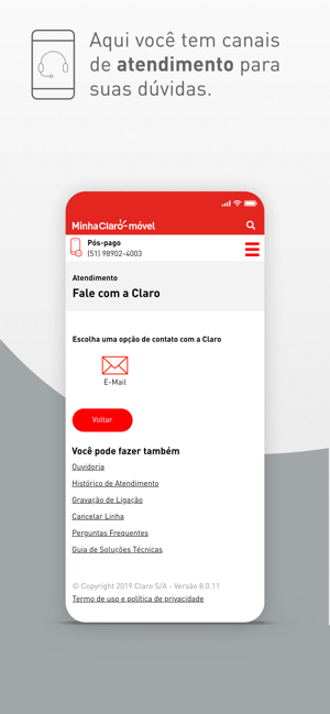 Minha claro processando informações