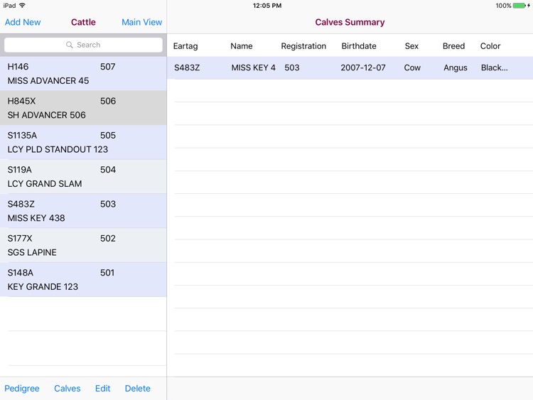 Cattle Pedigree Database