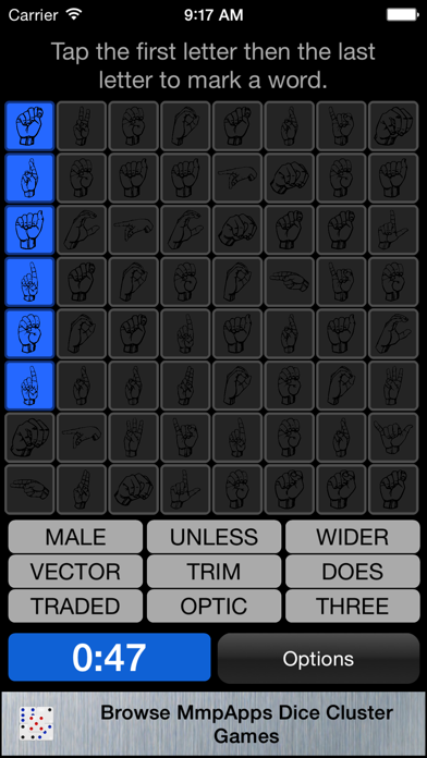 ASL Word Search Screenshot on iOS
