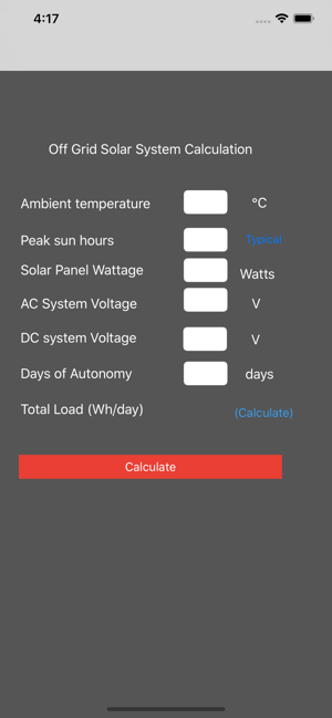 Solar Power System Calculation