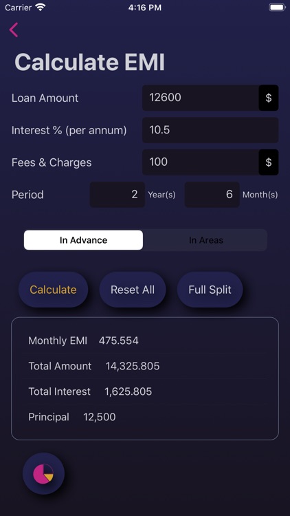 Calc for EMI: calculate loan