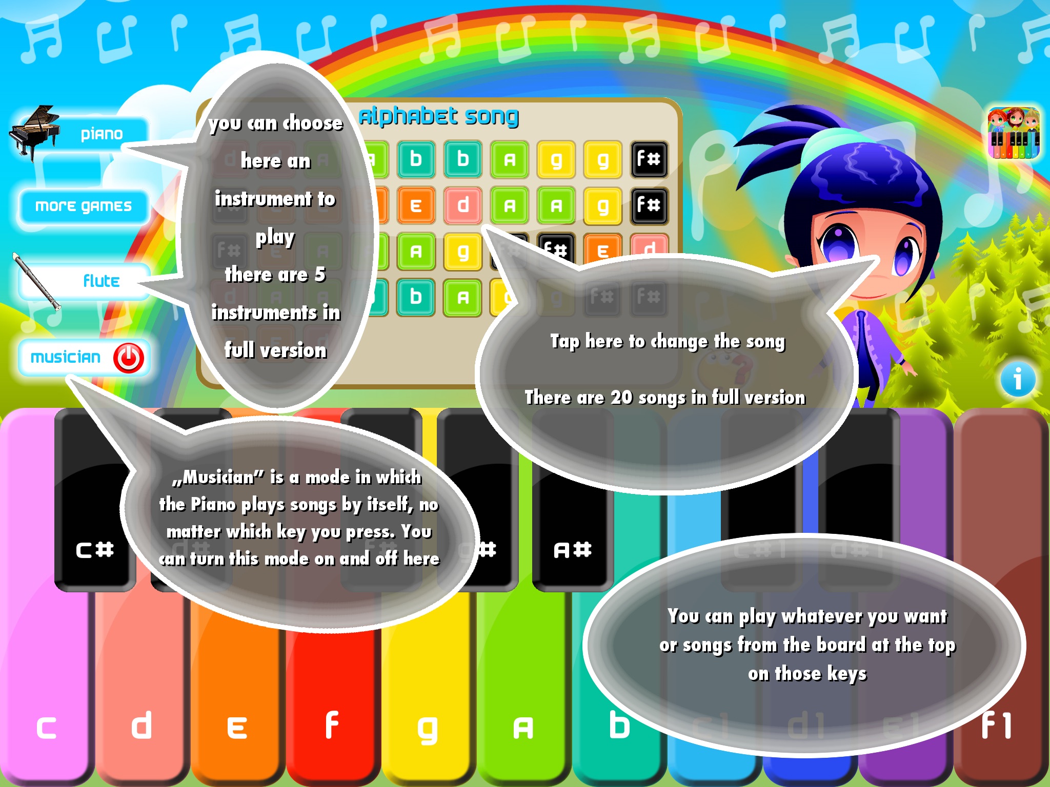 Cute Piano Lite play and learn screenshot 2