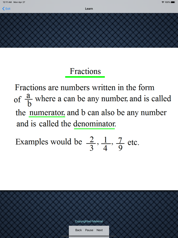 Screenshot #5 pour Pre-Algebra - Fractions