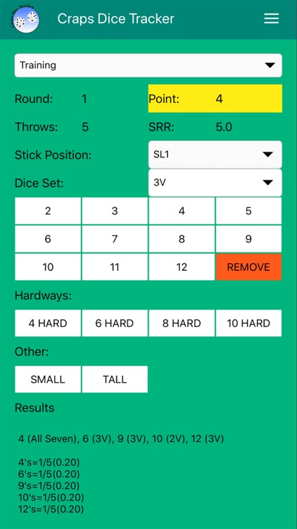 Craps Dice Tracker